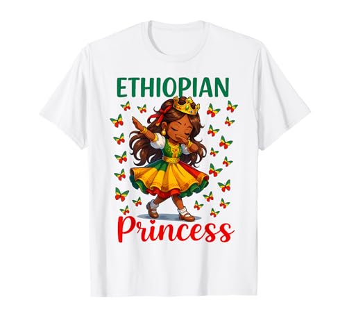Äthiopische Prinzessin Dabbing Girl Cute Äthiopien Pride Girls T-Shirt von Ethiopia Flag Culture for Girls and Kids