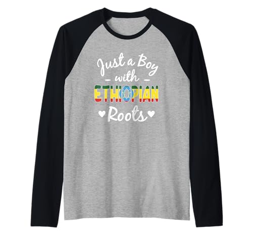 Herren Just A Boy With Äthiopian Roots Äthiopien Man Pride Raglan von Ethiopia Flag Designs Proud Ethiopian Heritage