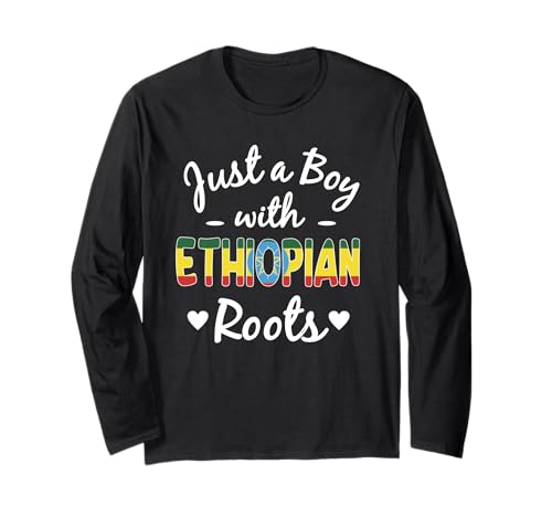 Just A Boy With Äthiopian Roots Äthiopien Man Pride Langarmshirt von Ethiopia Flag Designs Proud Ethiopian Heritage
