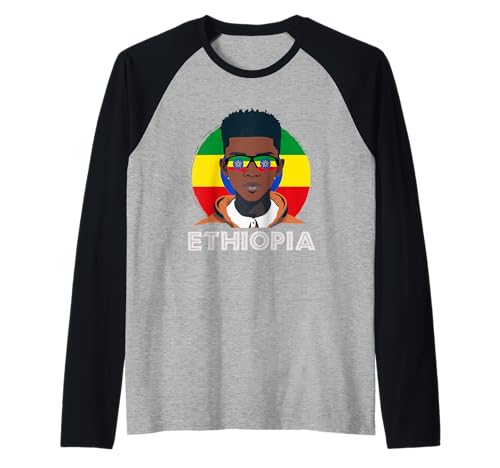 Herren Äthiopien, äthiopische Flagge, Äthiopien Junge, afrikanischer Junge, Raglan von Ethiopia Flag Gifts for Ethiopian Teens & Boys