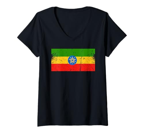Damen Äthiopien Flagge Grafik für Männer Frauen Kinder T-Shirt mit V-Ausschnitt Damen Äthiopien Flagge Grafik für Männer Frauen Kinder T-Shirt mit V-Ausschnitt von Ethiopia Flag Graphic Store