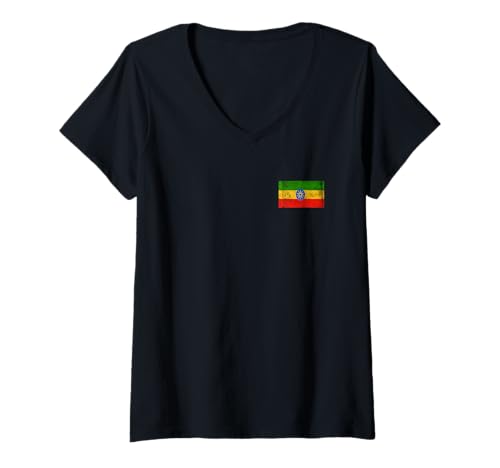 Damen Äthiopien Flagge Grafik für Männer Frauen Kinder T-Shirt mit V-Ausschnitt von Ethiopia Flag Graphic Store