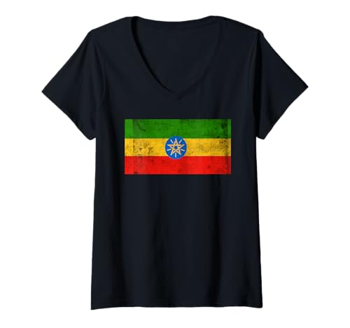 Damen Äthiopien Flagge Grafik für Männer Frauen Kinder T-Shirt mit V-Ausschnitt Damen Äthiopien Flagge Grafik für Männer Frauen Kinder T-Shirt mit V-Ausschnitt von Ethiopia Flag Graphic Store
