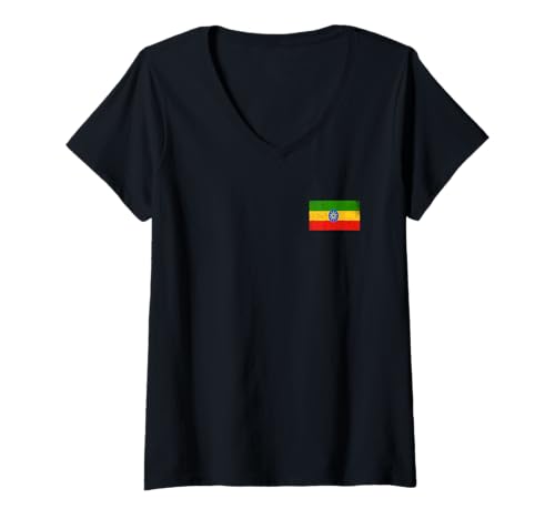 Damen Äthiopien Flagge Grafik für Männer Frauen Kinder T-Shirt mit V-Ausschnitt von Ethiopia Flag Graphic Store