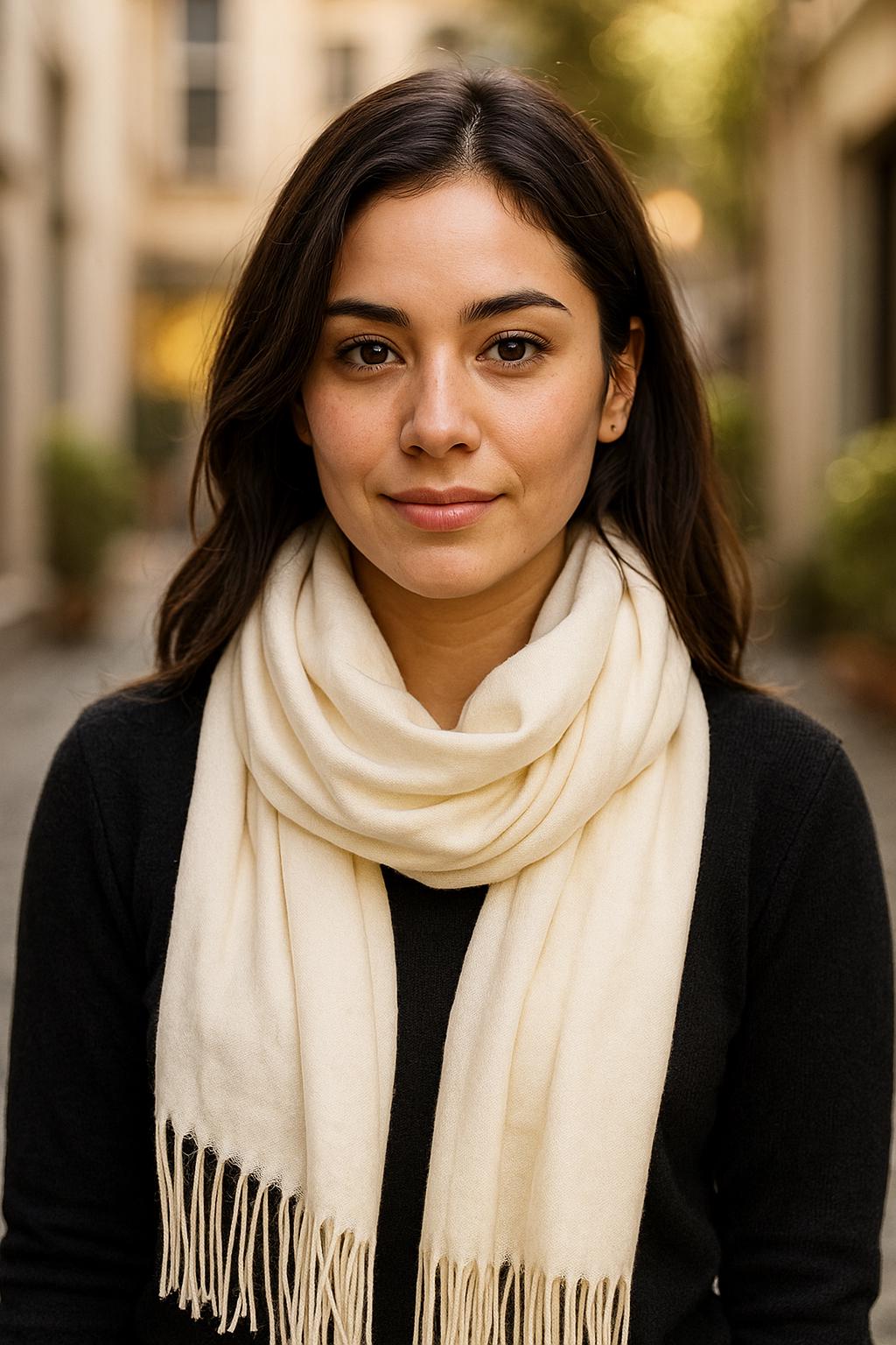 Weicher, Cremefarbener Kaschmir-Pashmina-Schal Unisex-Winterschal & Cozy Wrap von EthnicityLLC