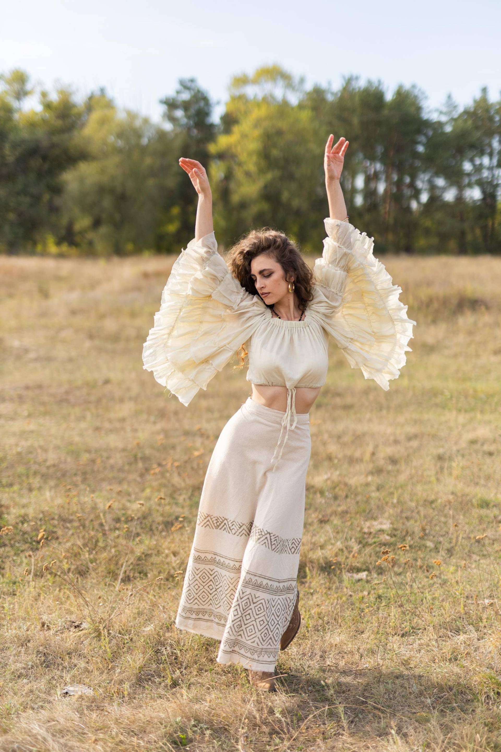 Boho Block Print Baumwollrock | Chic, Rohbaumwolle, Hand Bedruckt von Ethnicqueen