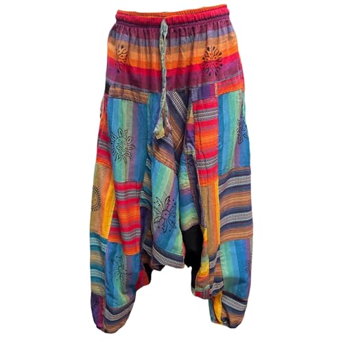 Ethnique Mode Hose Festival Hose Patchwork Bohemian Kleidung Hippies Harem Gheri Yogahose, mehrfarbig, One size von Ethnique Mode