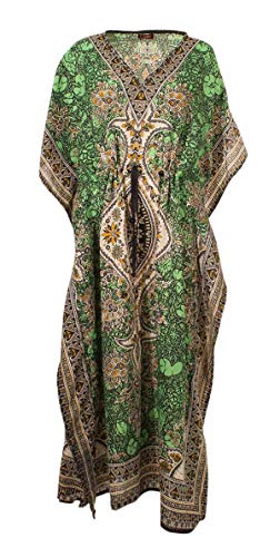 Ethnische Mode Kaftan Lang Orientalischer Stil Kaftan Polyester Boubou Afrikanisches Sommerkleid Kaftan Djellaba Frauen Bohemian Beach Beachwear Oversize Kaftan, lime, One size von Ethnique Mode