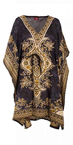 Kaftan Kurzer Orientalischer Stil Tunika Boubou Afrikanisches Kleid Kurse Sommer Kaftan Djellaba Damen Boheme Tunika Strand Beachwear Oversize Tunika Kaftan, grau, One size von Ethnique Mode