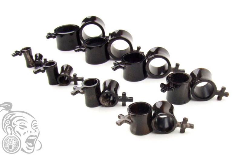 Tunnel Plugs, Kreuzausschnitt Außen, Büffelhörner, Erhältlich in 6/8/10/12/14/16/18/20 Millimeter von Ethnoide