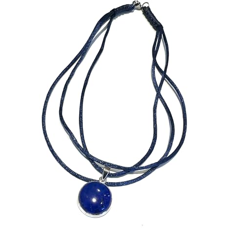 Ethnos Barcelona - Halskette mit Lapislazuli und Silberanhänger. Länge: 40 cm. von Ethnos Barcelona