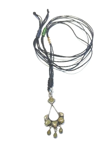 Ethnos Barcelona – Lange Halskette mit grünem Türkis und Silberanhänger. Längenverstellbar von Ethnos Barcelona