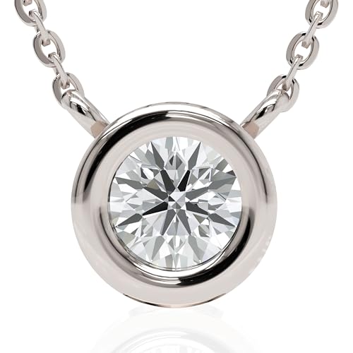 Ethos Jewelry 585 Echtgold Elegante 14k Weißgold 0.06ctw Diamant Halskette - Verstellbar, Zierlich mit G Farbe VS-SI Diamanten, geeignet für Damen von Ethos Jewelry