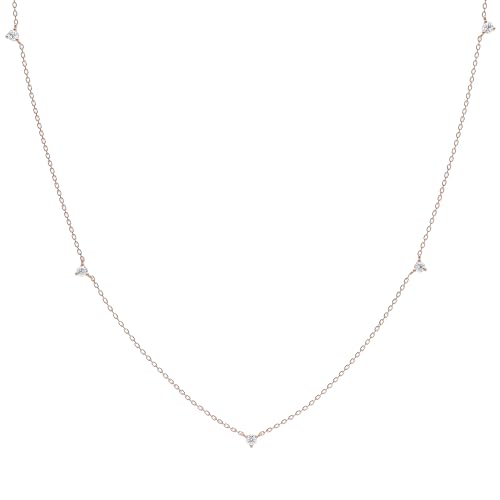 Ethos Jewelry 585 Echtgold Halskette mit Diamanten – Handgefertigte, minimalistische Kette mit funkelnden Diamanten, verstellbarer Länge, ideal für Damen von Ethos Jewelry