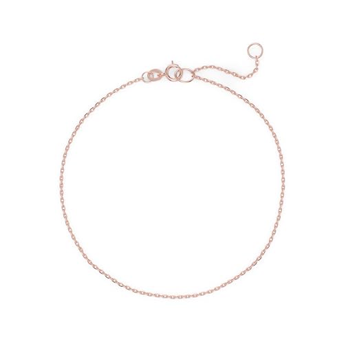 Ethos Jewelry 585 Echtgold Roségold Armband Damen – 14K Massivgold – Zarte 1,00MM Gliederkette – 16–18cm Länge – Dainty Armband mit Federringverschluss – Minimalistisches Design von Ethos Jewelry