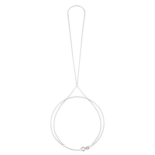 Ethos Jewelry 585 Echtgold Weißgold Handkette Damen – 14K Zartes Finger-Armband – Minimalistisches Boho Schmuckstück – Doppelkette am Handgelenk – 1,00mm Filigrankette von Ethos Jewelry