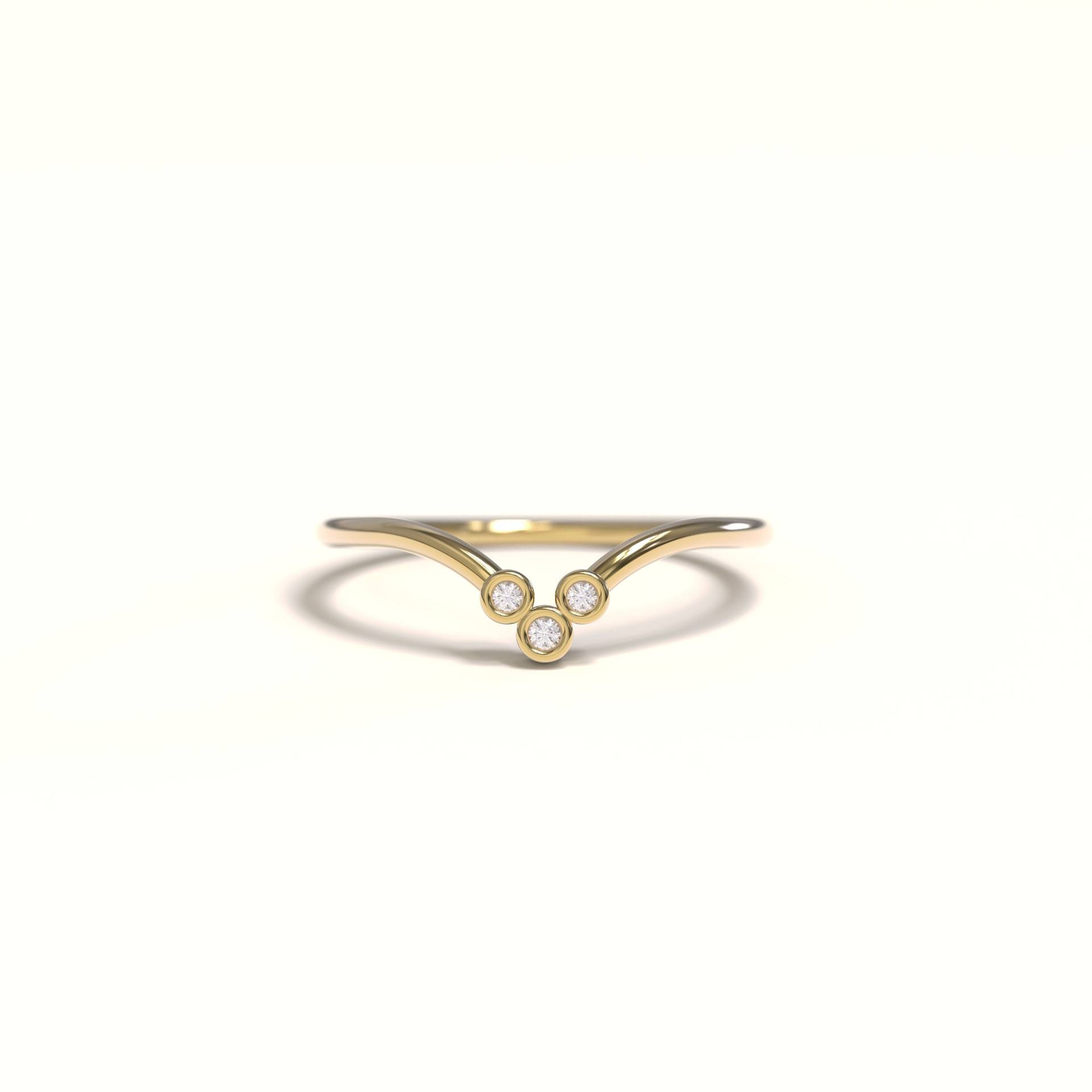14K Massiver Gold Saphir Chevron Ring, Natürlicher Zierlicher Ehering, Stapelbarer Weihnachten Sale von EthosJewels