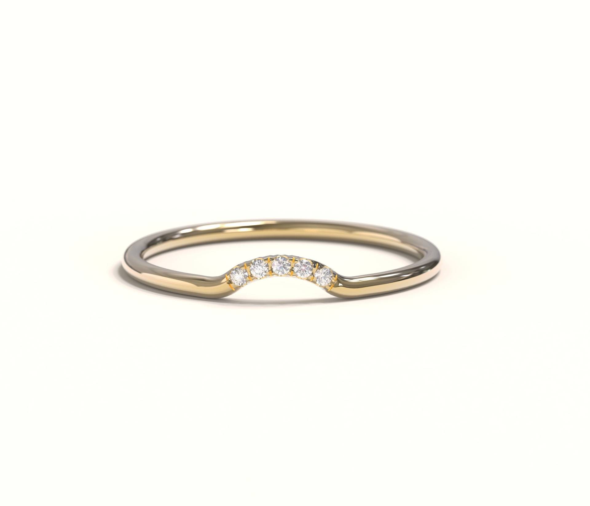 14K Massiver Gold Saphir Geschwungener Ehering, Geschwungenes Stapelband, Natürlicher Ring in Massivem Gold, Weihnachtsgeschenk von EthosJewels