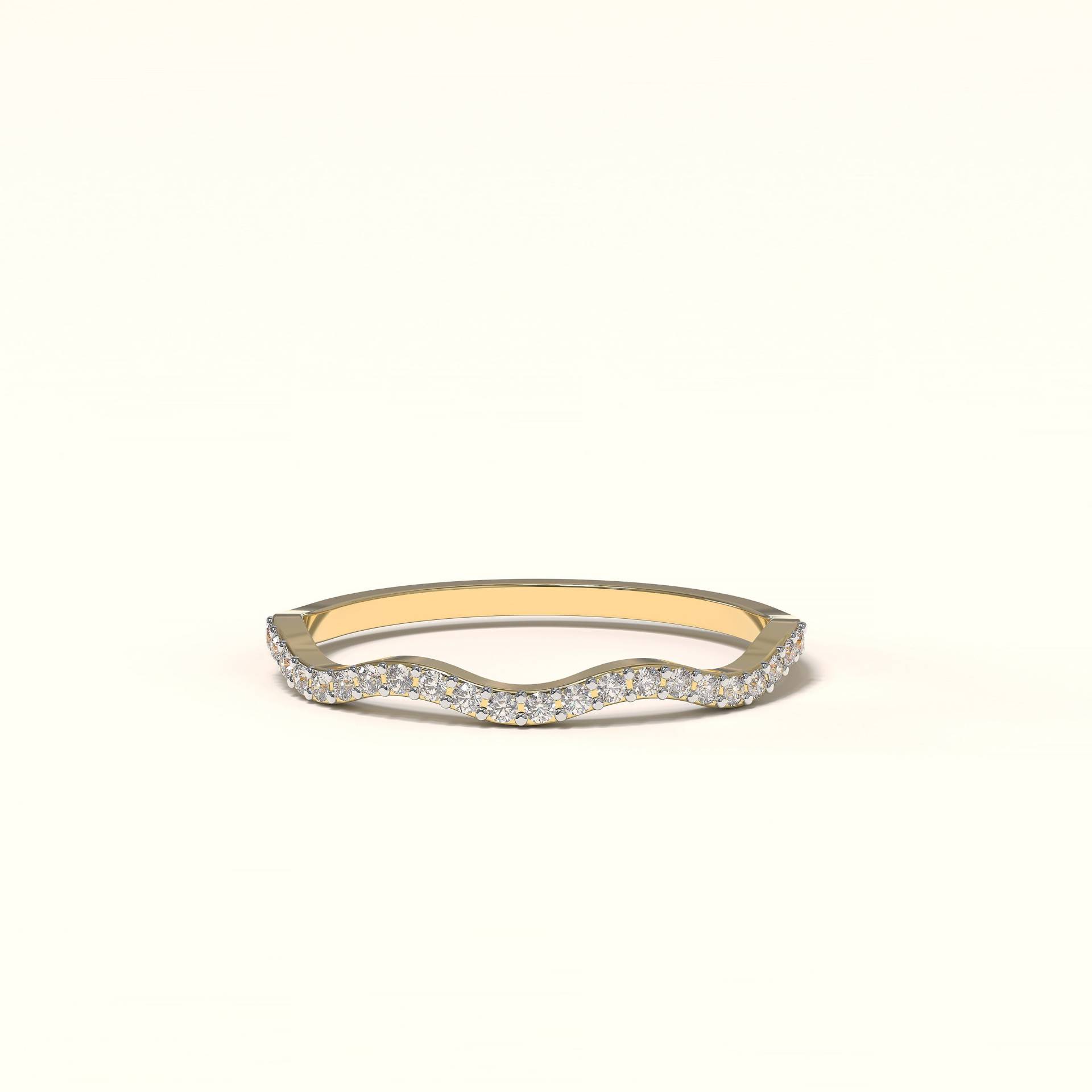 14K Massiver Gold Saphir Wellenring, Zierlicher Geschwungener Ring, Wellen Ehering, Goldring, Stapelbarer Weihnachtsverkauf von EthosJewels