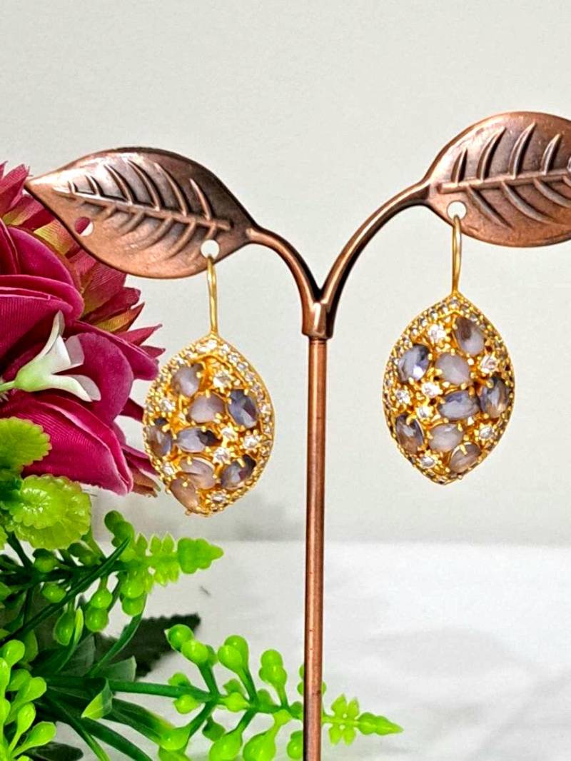 Amethyst Und Zirkonia Hartstein Ohrringe, Messing Ohrringe Amethyst Und Zirkonia Hartstein Ohrringe, Messing Ohrringe von EtnaBijoux