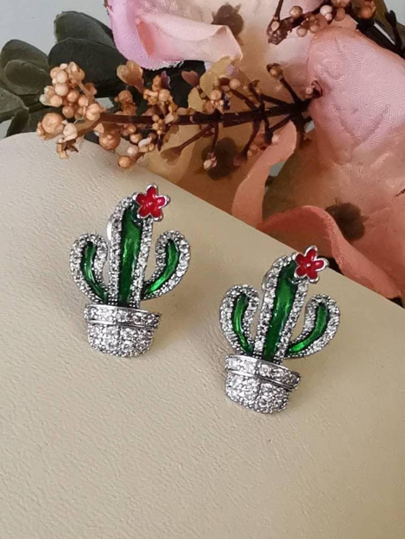 Kaktus-Ohrringe Mit Zirkonen Kaktus-Ohrringe Mit Zirkonen von EtnaBijoux