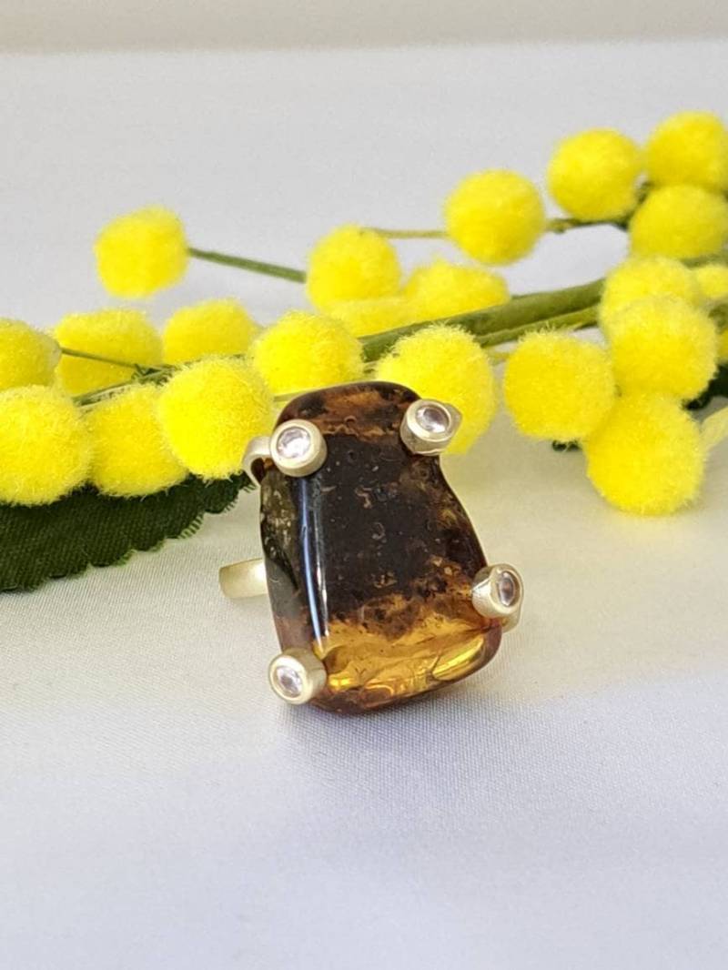 Maxiring Mit Bernstein Und Kristallen Maxiring Mit Bernstein Und Kristallen von EtnaBijoux