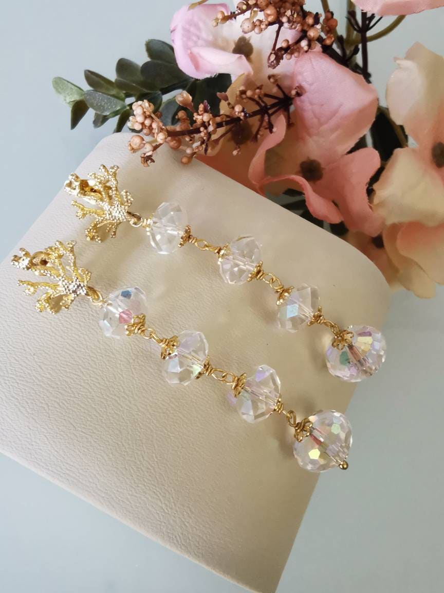 Silberohrringe Mit Aurora Borealis-Kristallen, Baumelnde Ohrringe von EtnaBijoux