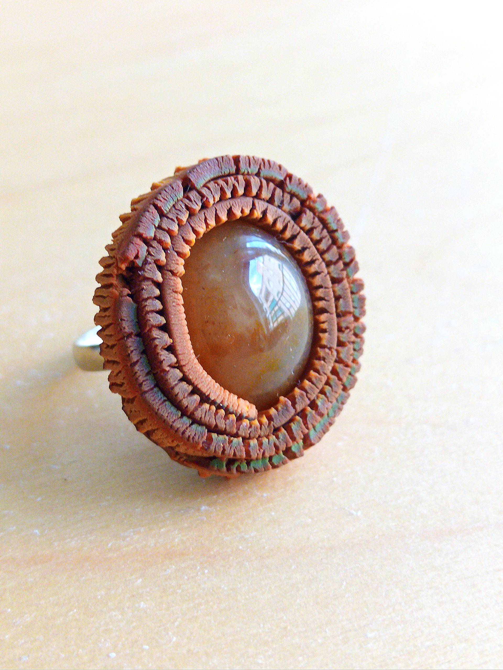 Fimo Ring Mit Achat Boho Ethnic Herbst Polymer Ton Schmuck Fimo Ring Mit Achat Boho Ethnic Herbst Polymer Ton Schmuck von Etniika
