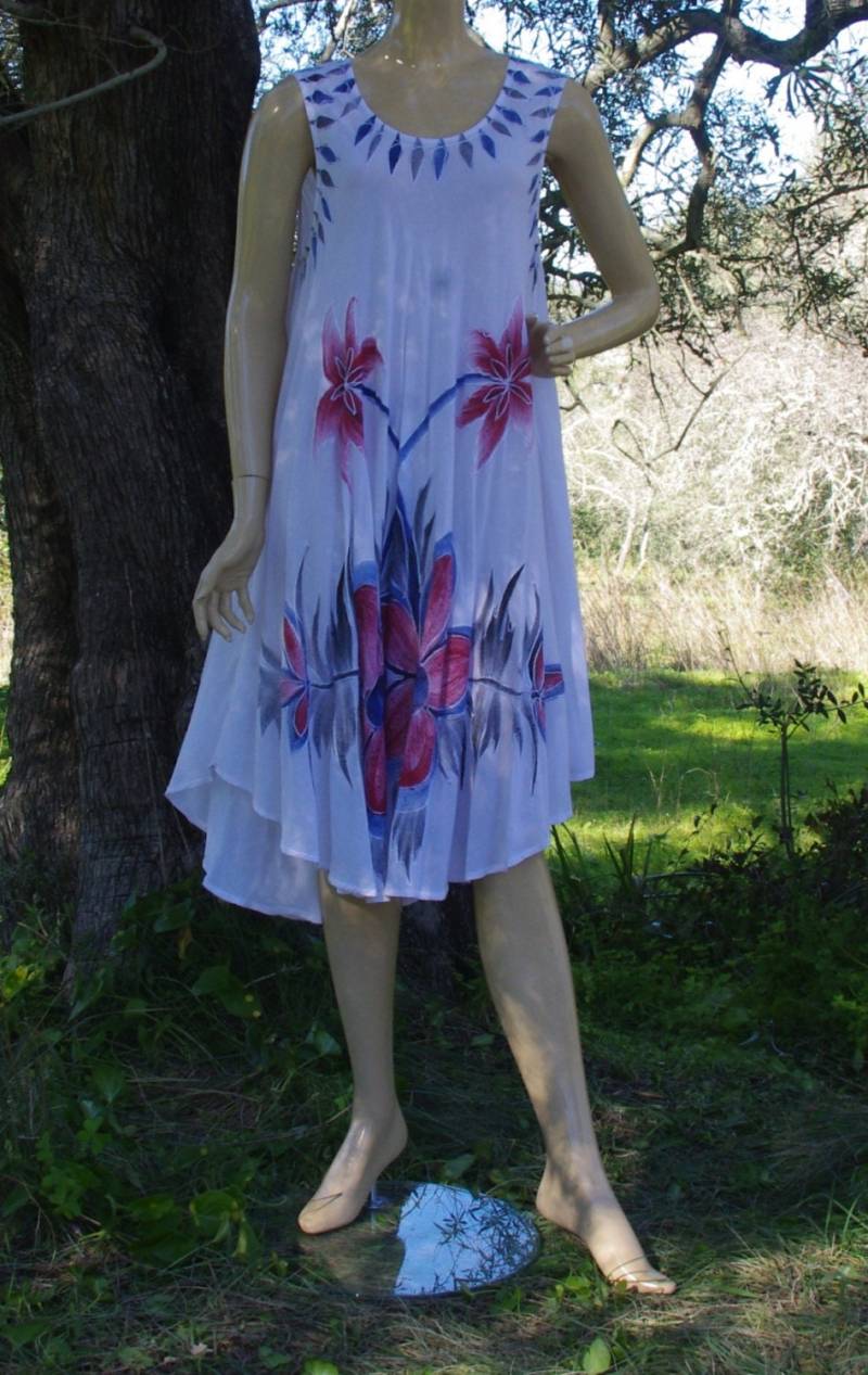 Damenkleid, Besticktes Kleid, Handbemaltes Blumenkleid, Boho Kleid, Sommerkleid, Modekleid, Kleider Für Frauen, Partykleid, Tunikakleid von Etnyka