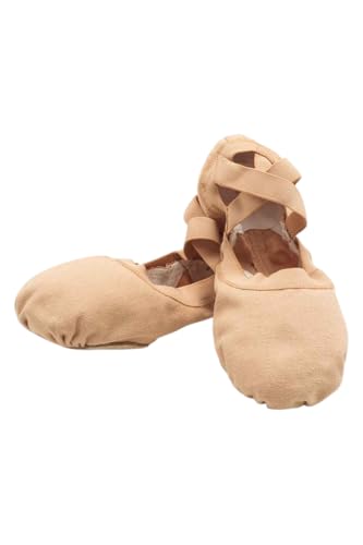 PRO Elastic S0621L für Bloch Halbschuhe Spitze aus Canvas mit Gummibändern Sport Tanz Klassische Ballerina Entspannung Aufsatz Show Hals Fuß Tanzen Lehrer (Light Sand Pflanze C, 5.5) von Etoile