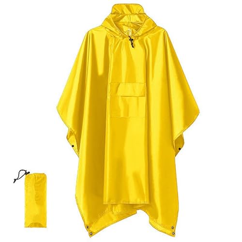 Etomvoop Regenponcho Erwachsene Wasserdicht Regenmantel Leicht Wiederverwendbar Herren Wasserdicht Regenmantel 3 in 1 Multifunktions Regenschutz für Outdoor Wandern Camping Radfahren Reisen, gelb, von Etomvoop