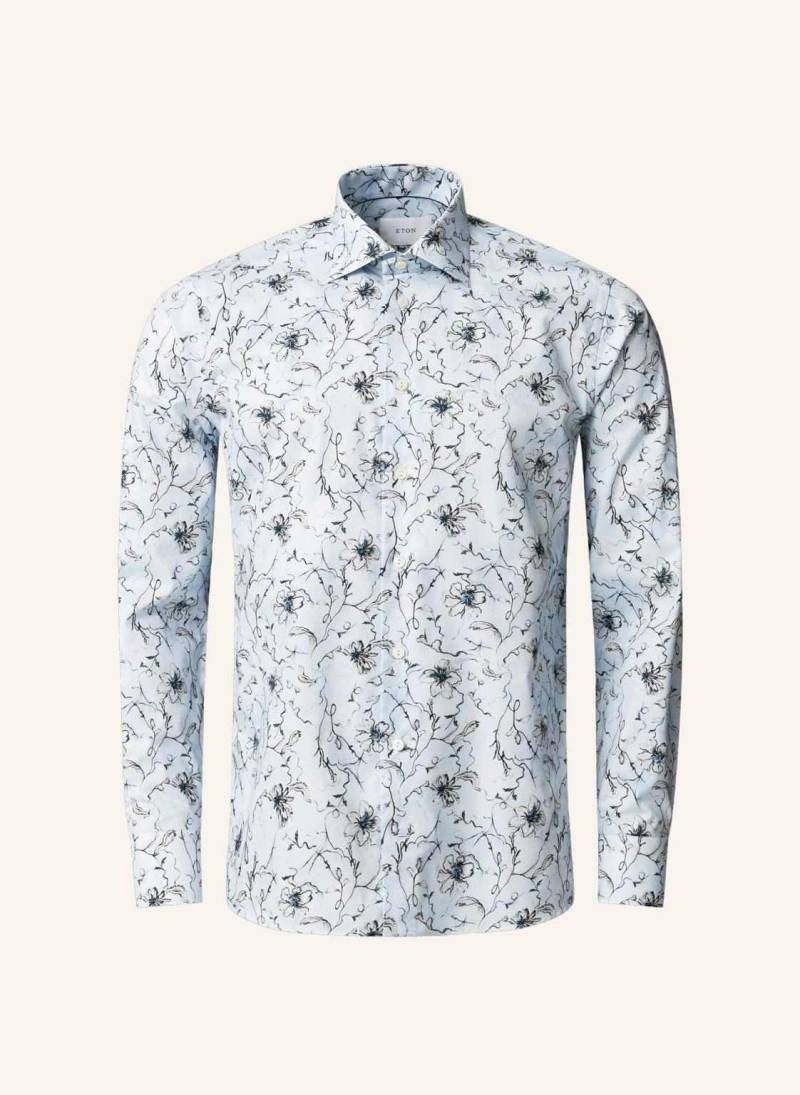 Eton Geblümtes Signature-Twill-Hemd Slim Fit blau von Eton