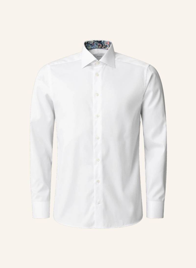 Eton Hemd Signature Twill Mit Kontraststoff Kragen Slim Fit weiss von Eton