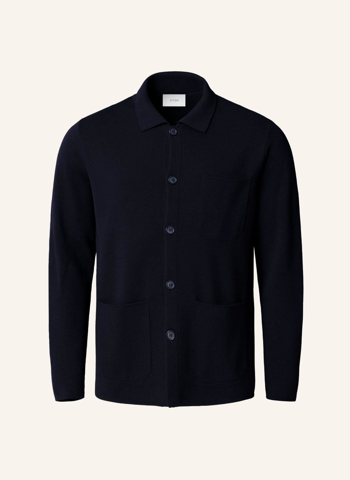 Eton Hemdjacke Milano-Strick blau von Eton