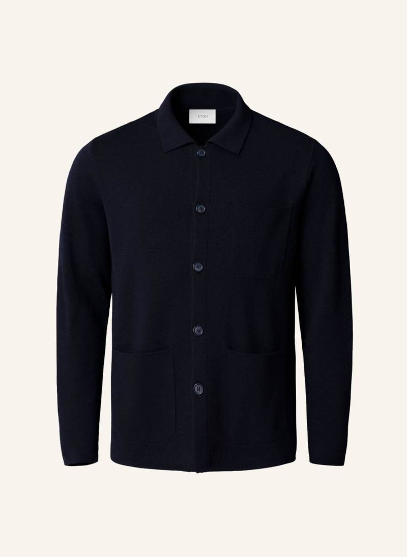 Eton Hemdjacke Milano-Strick blau von Eton
