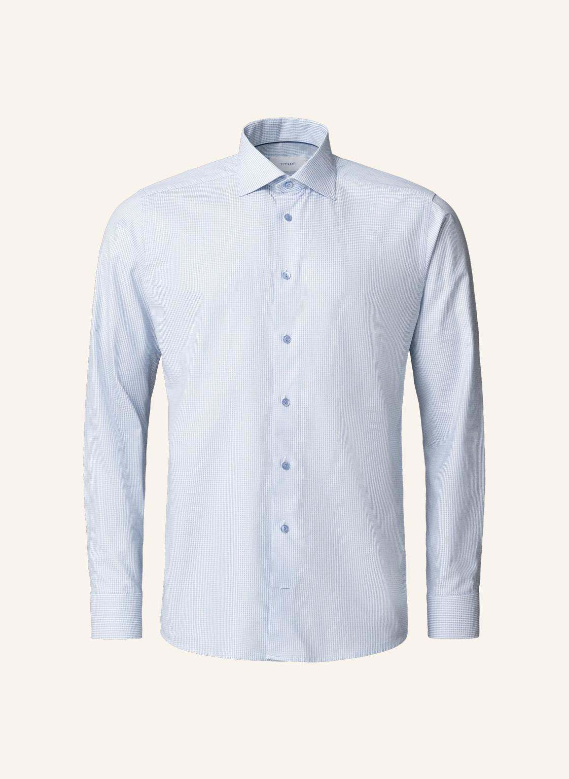 Eton Kariert Fine Twill-Hemd Slim Fit blau von Eton