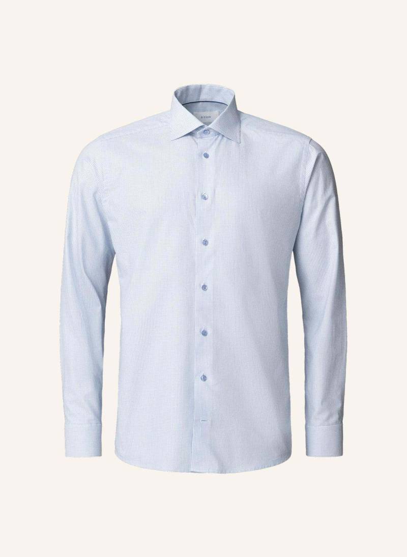 Eton Kariert Fine Twill-Hemd Slim Fit blau von Eton