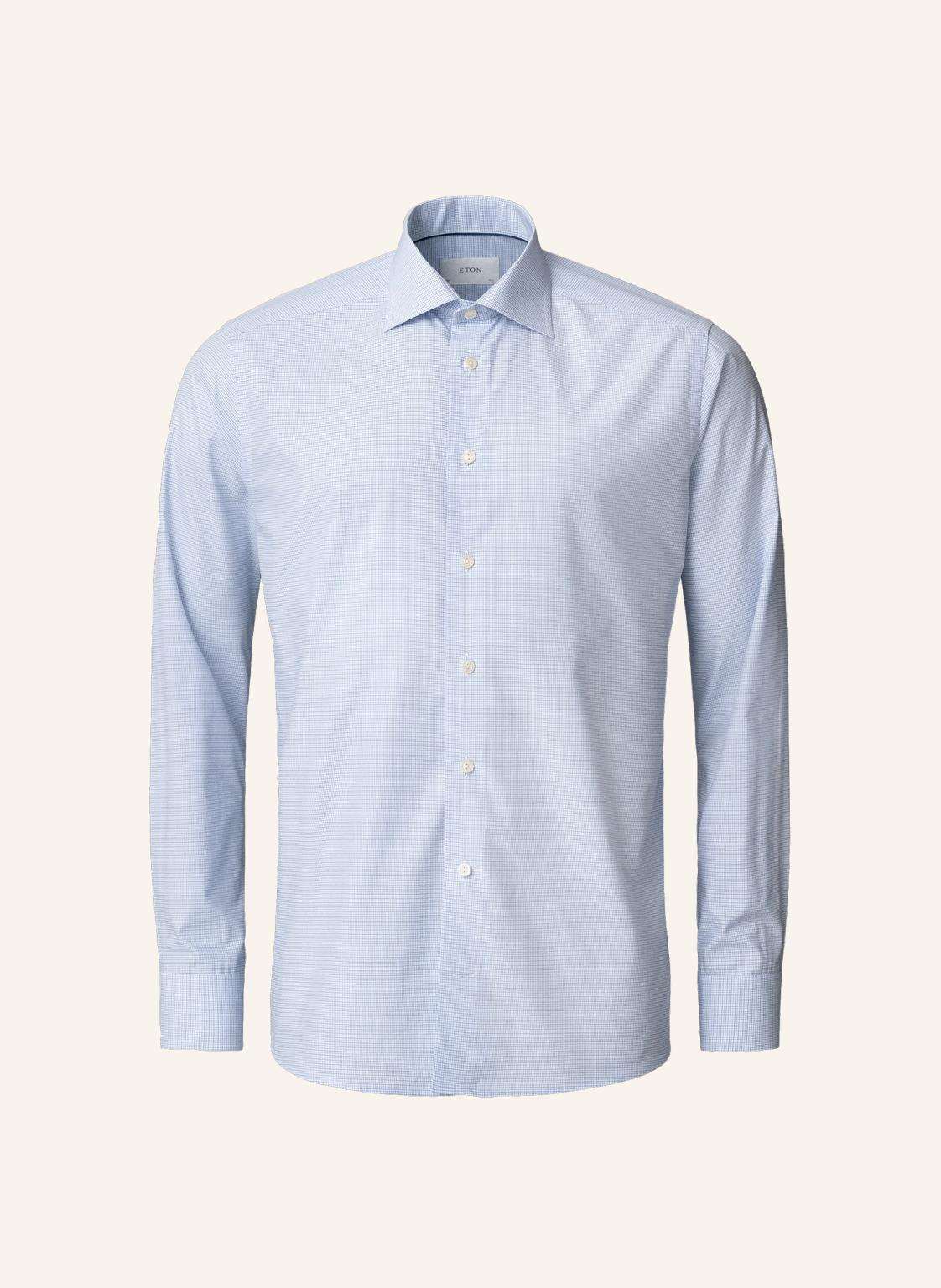 Eton Kariert Fine Twill-Hemd Slim Fit blau von Eton