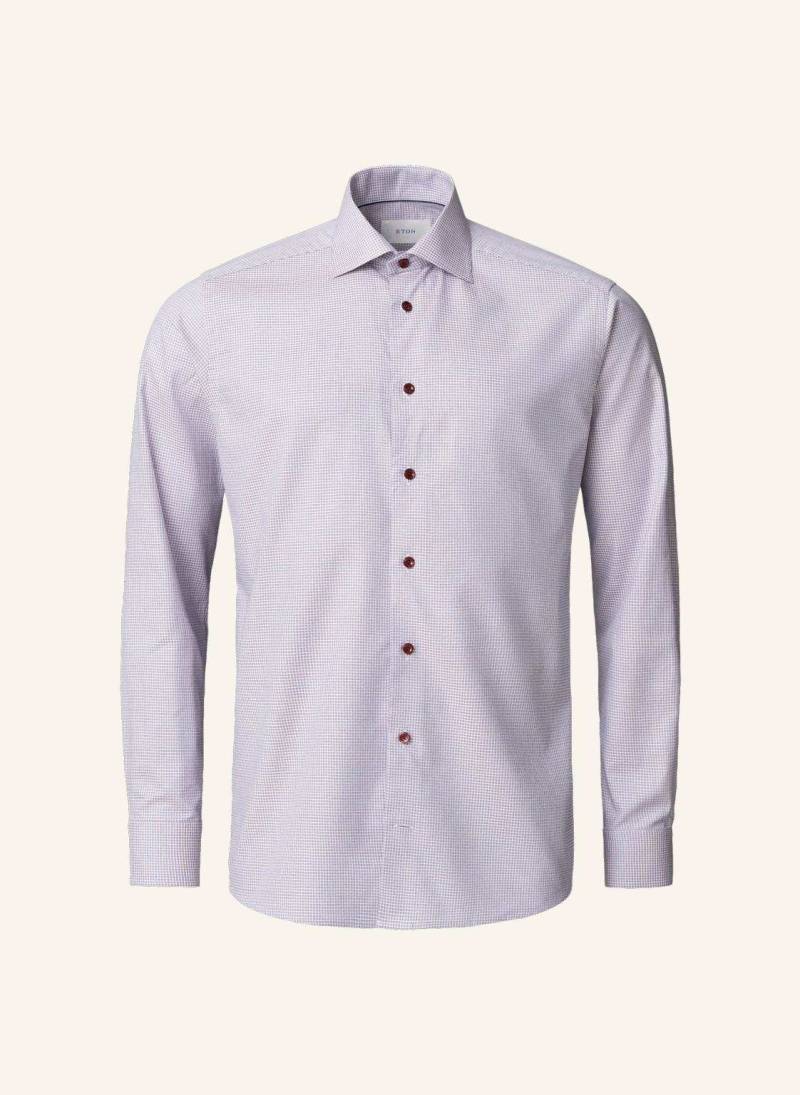 Eton Kariert Fine Twill-Hemd Slim Fit rot von Eton