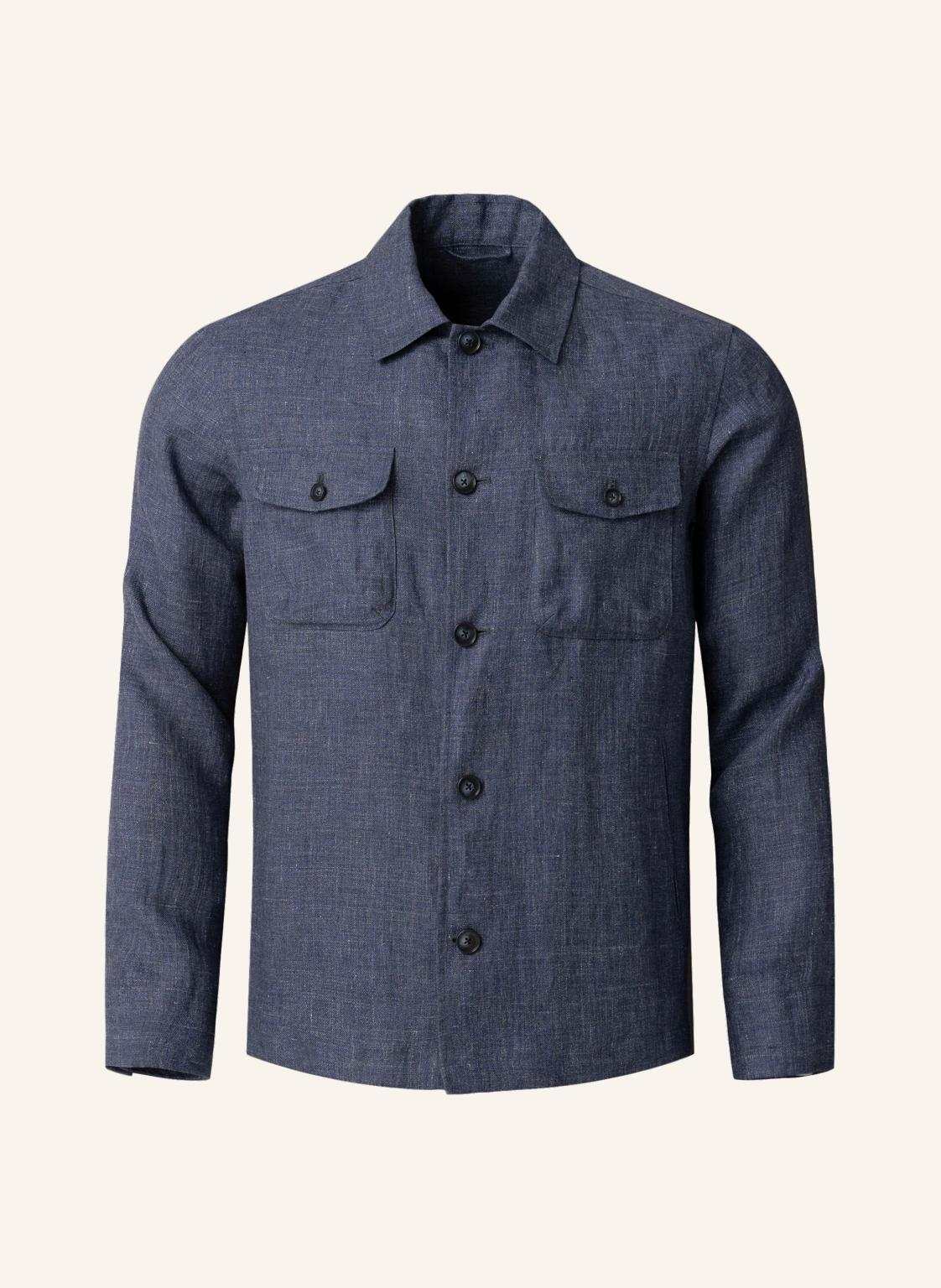 Eton Overshirt Mit Taschen Aus Leinen blau von Eton