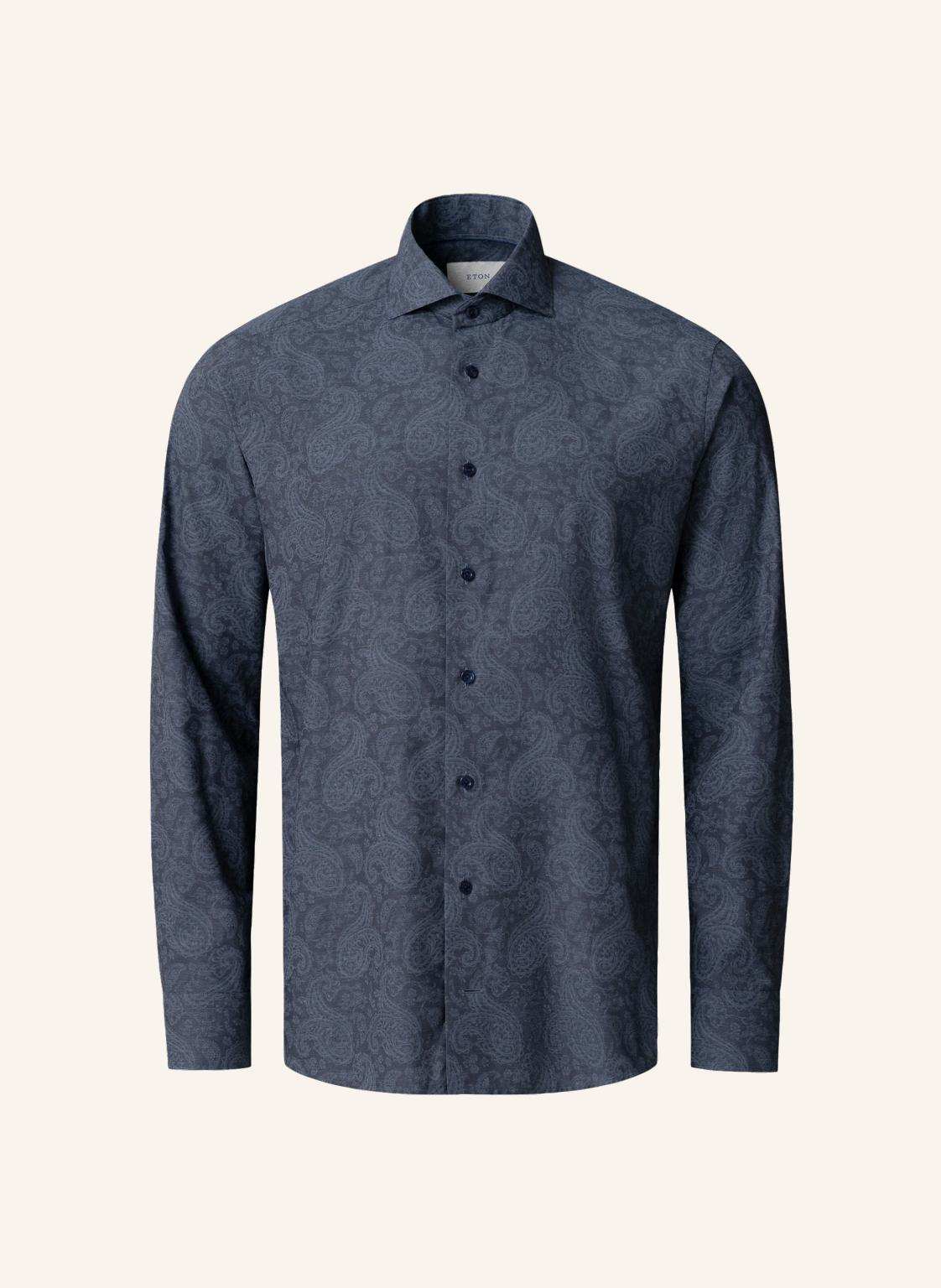 Eton Paisley-Melange-Print-Hemd Contemporary Fit blau von Eton