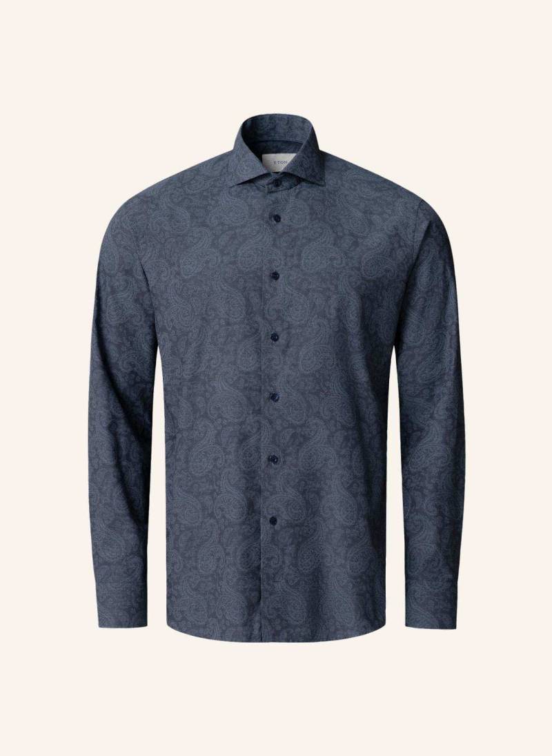 Eton Paisley-Melange-Print-Hemd Contemporary Fit blau von Eton