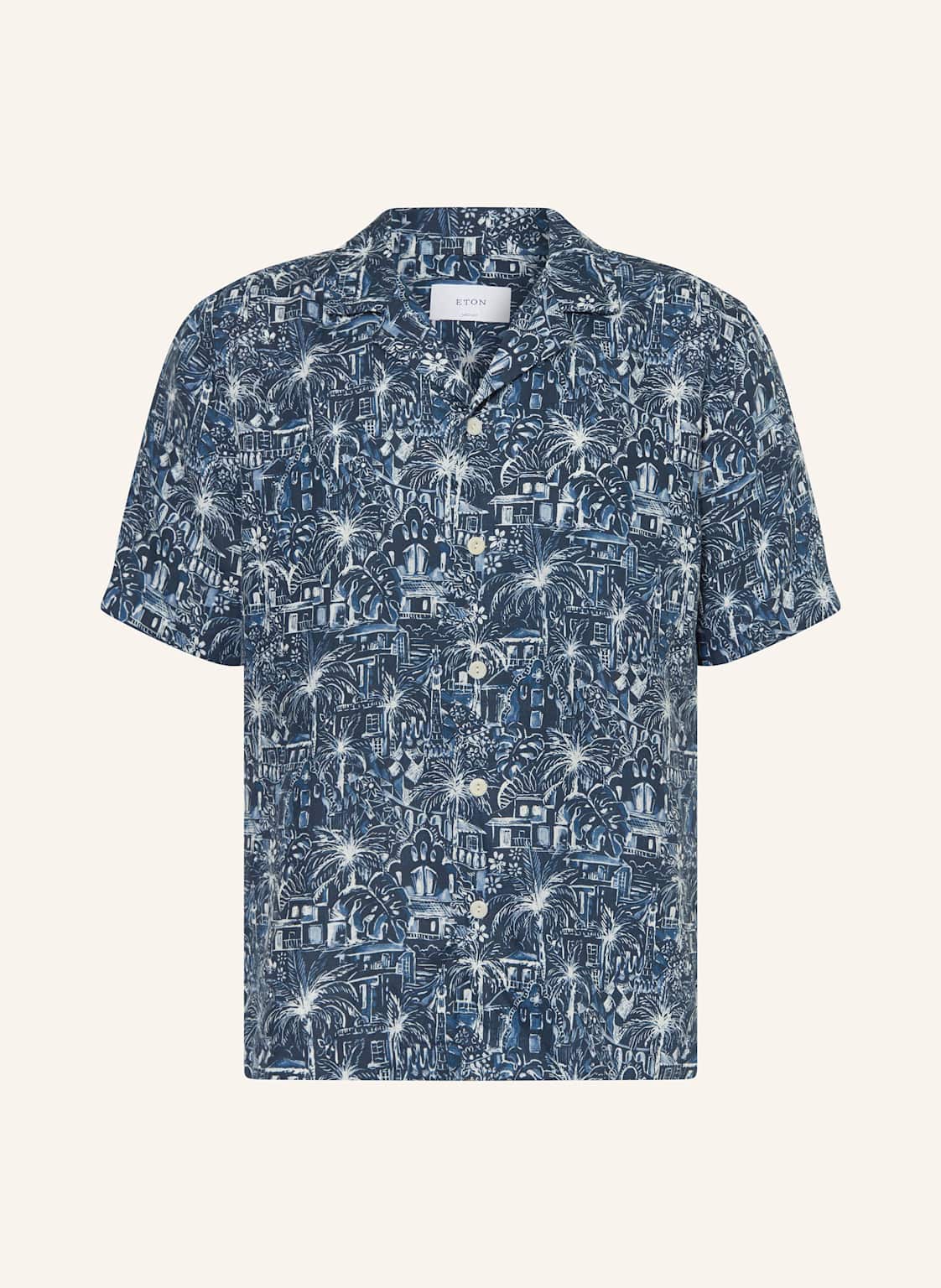 Eton Resorthemd Medium Fit Aus Leinen blau von Eton