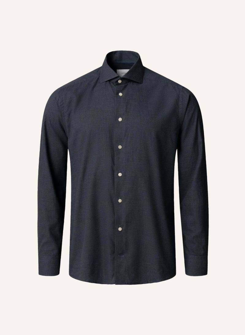 Eton Signature-Flanell-Hemd Microcheck Slim Fit blau von Eton