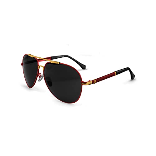 Etoni Sonnenbrille mit sehr hochwertigen Metallrahmen UV400 Schutz und polarisiert für Damen und Herren Pilotenbrille (Rot-Gold) von Etoni