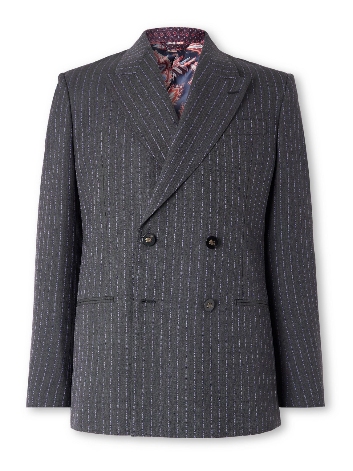Etro - Double-Breasted Logo-Embroidered Wool-Blend Jacquard Suit Jacket - Men - Multi - IT 48 Etro - Double-Breasted Logo-Embroidered Wool-Blend Jacquard Suit Jacket - Men - Multi - IT 48 von Etro
