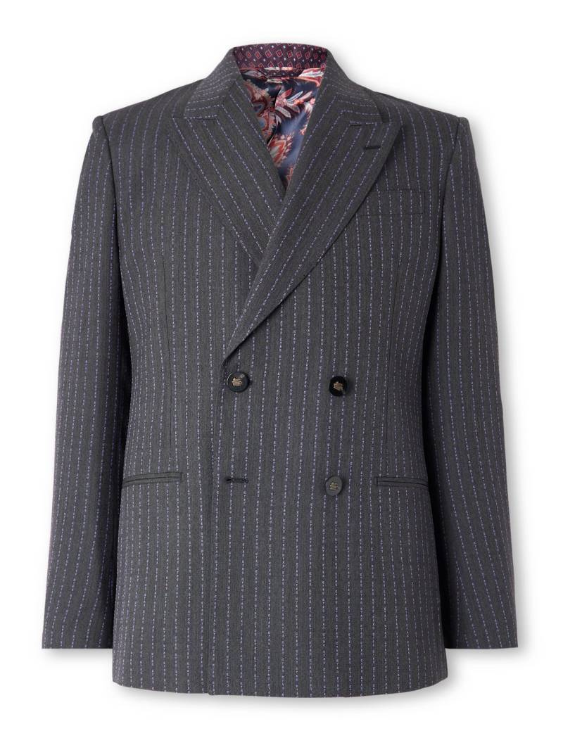 Etro - Double-Breasted Logo-Embroidered Wool-Blend Jacquard Suit Jacket - Men - Multi - IT 50 von Etro