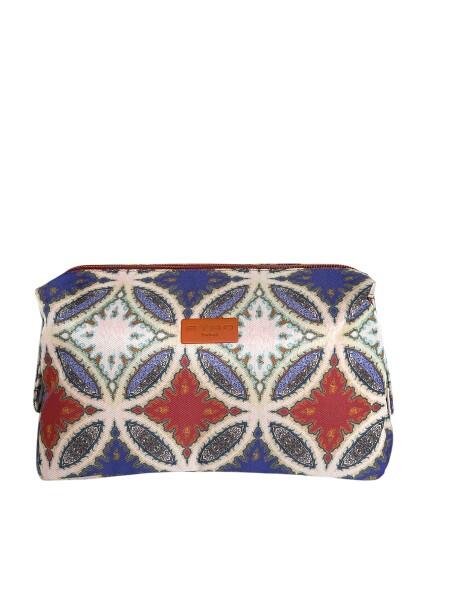 Etro - ETRO Beauty-Bag, Kleine Kosmetiktasche, Kulturbeutel Paisley Beige-Blau von Etro