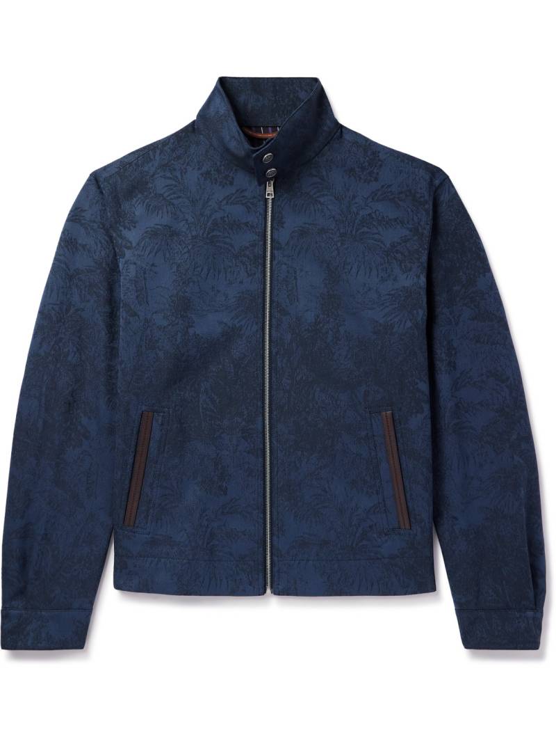 Etro - Leather-Trimmed Cotton and Wool-Blend Jacquard Bomber Jacket - Men - Blue - L Etro - Leather-Trimmed Cotton and Wool-Blend Jacquard Bomber Jacket - Men - Blue - L von Etro