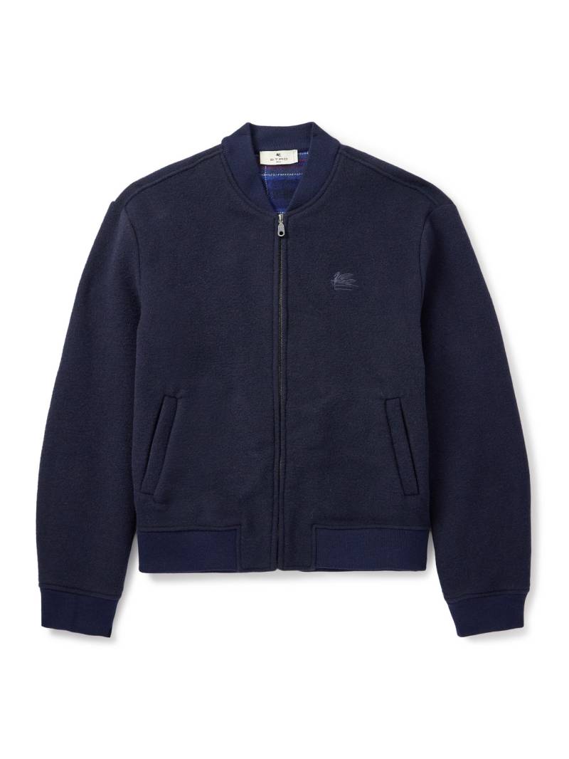 Etro - Logo-Embroidered Wool-Blend Bomber Jacket - Men - Blue - XL von Etro